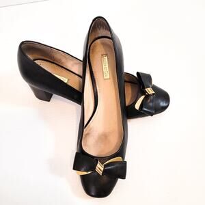 Louise et Cie Lolilla Leather Bow Heel Black 9.5